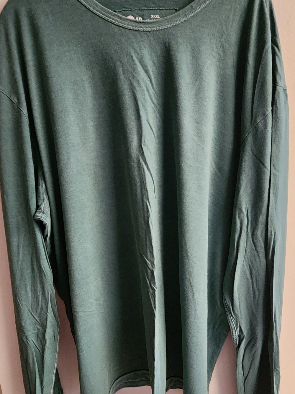GAP Men's Long-Sleeve Crewneck Shirt in Forest Green